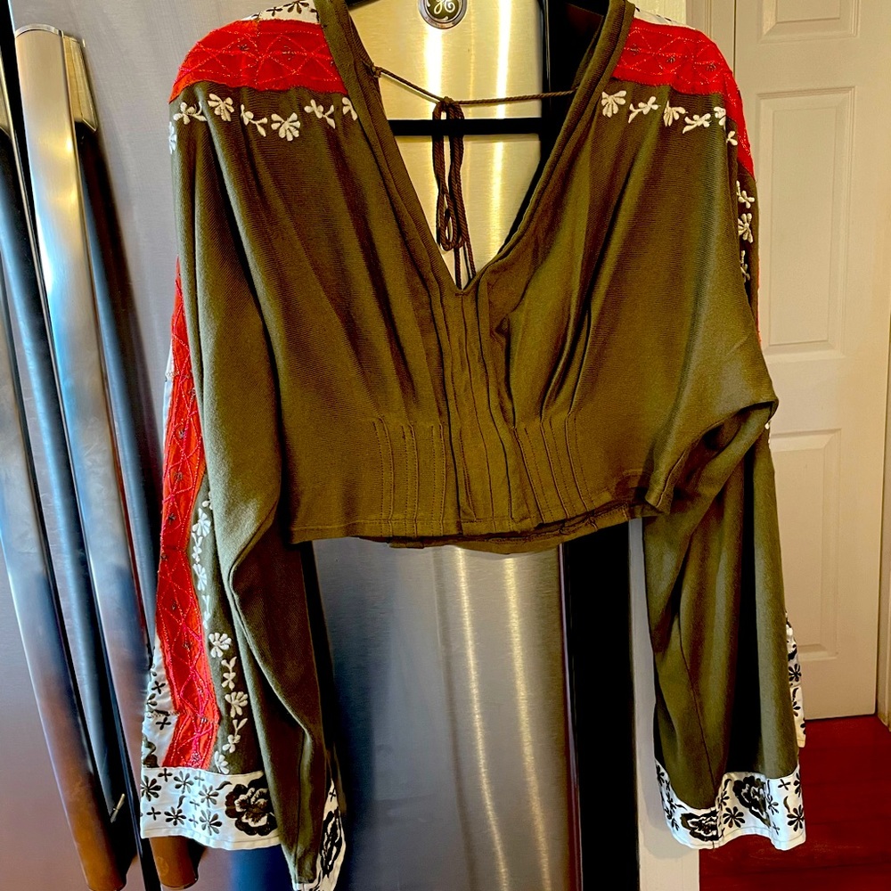 Free People Cropped Wide Sleeve Top FREE SHIPPING!